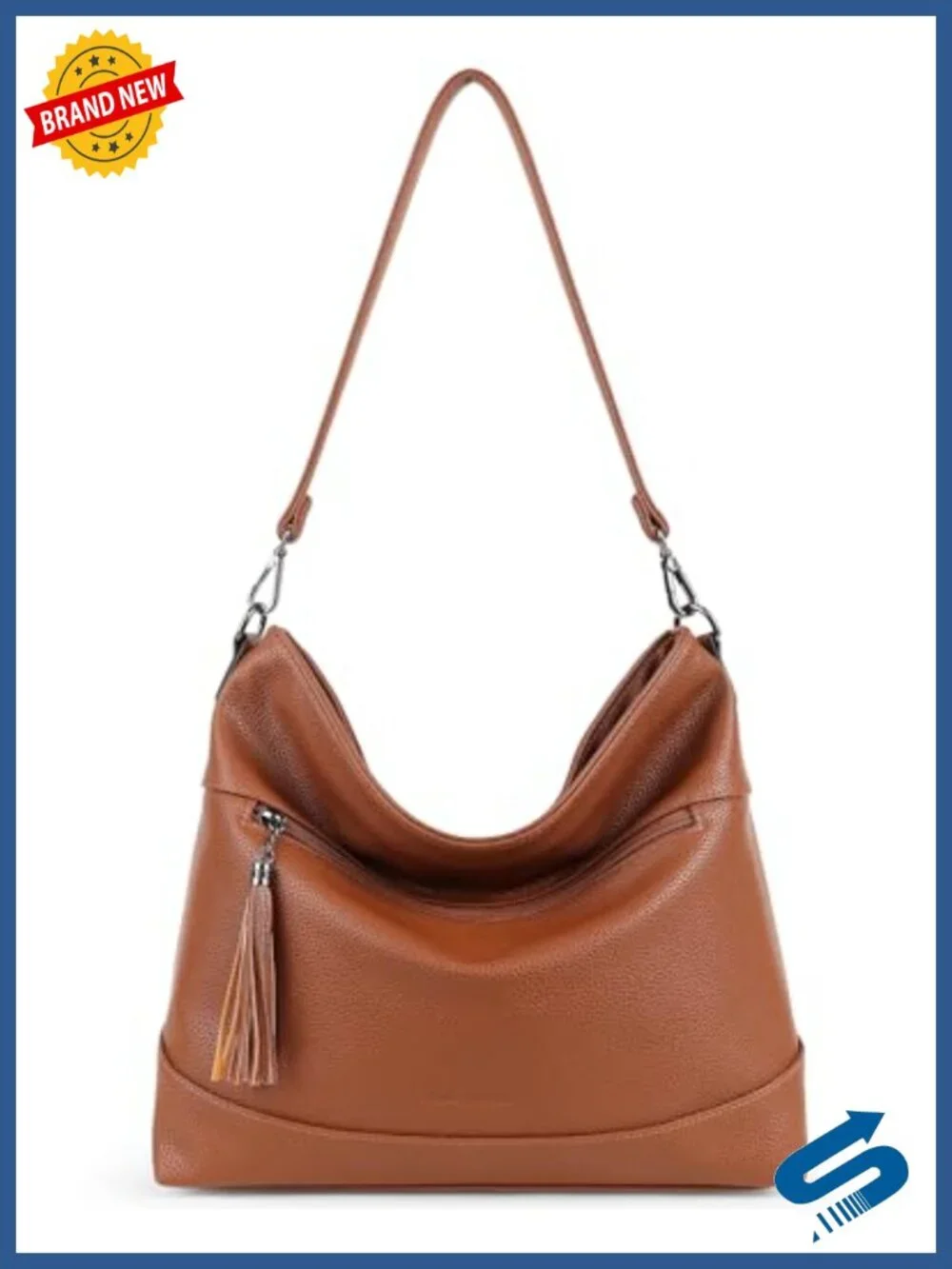 2-in-1 Hobo Crossbody Bag for Women Convertible Faux Leather Purse Tassel Accent